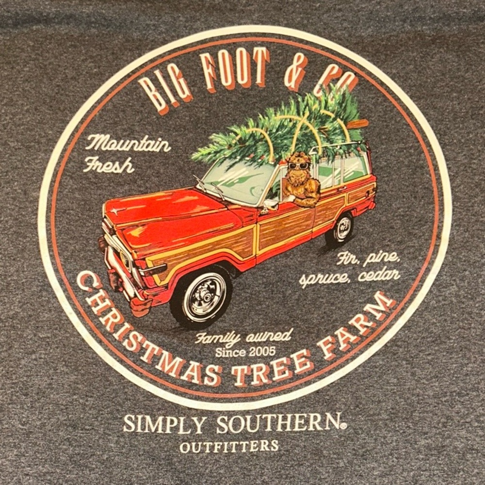 Simply Southern Bigfoot Christmas Men's Long Sleeve Shirt M